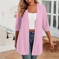 thumbnail image 2 of Timegard Cardigans for Women 1/2 Sleeve Open Front Lightweight Solid Color Casual Loose Jacket Tops, 2 of 7