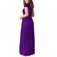 thumbnail image 2 of Robe Longue Décontractée pour Femmes, Couleur Unie, Manches Courtes, Robe Maxi avec Poche, 2 of 9