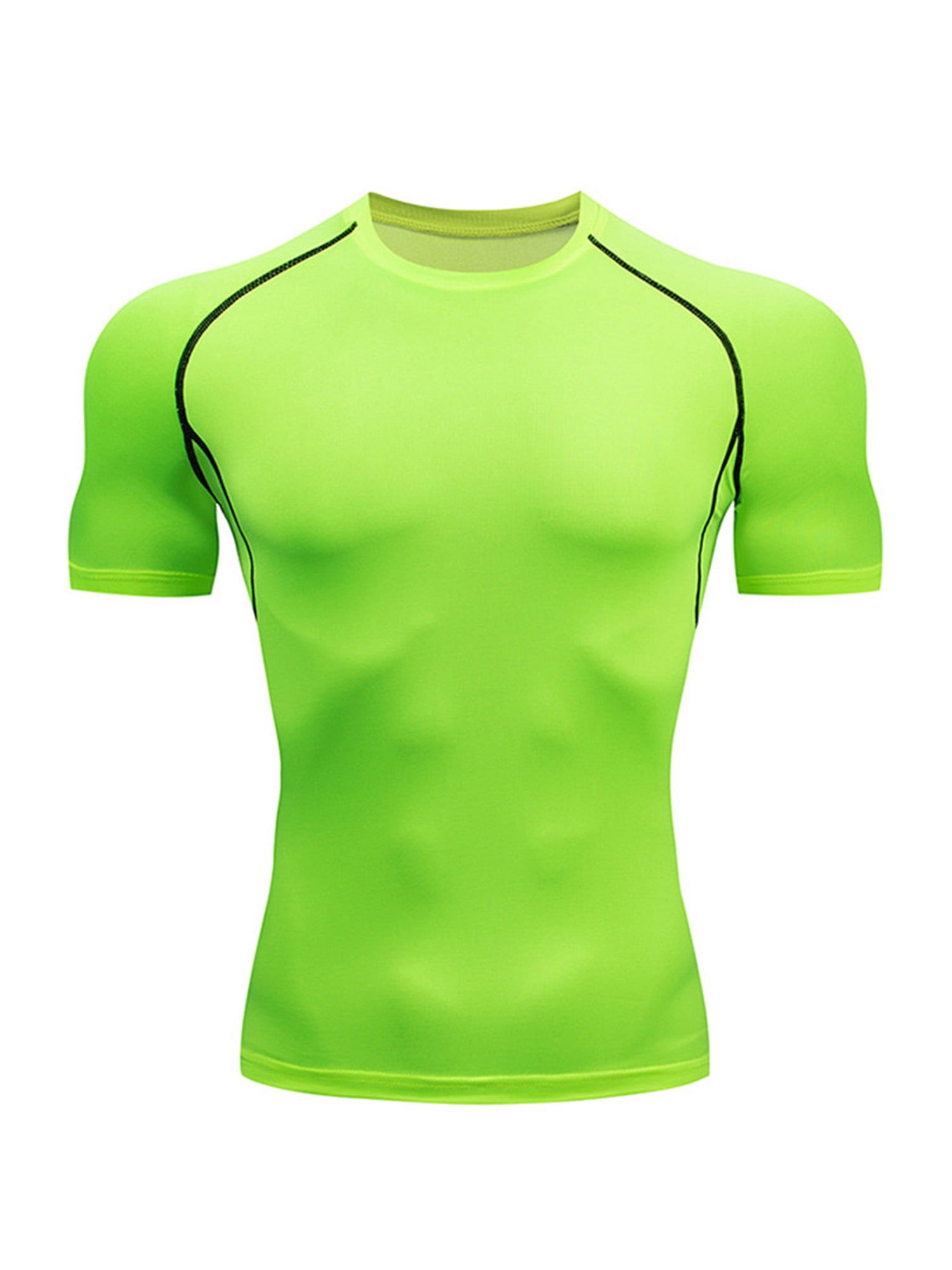 Innerwin Sport T Shirt Short Sleeve Mens Summer Tops Gym Plain Breathable Compression Shirts Green 3XL