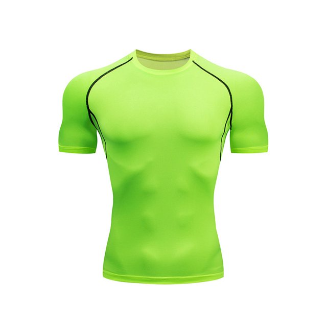 UKAP T-Shirts d'Été pour Hommes à Col Rond, Chandails de Compression à Manches Courtes, T-Shirt de Sport Respirant, T-Shirt de Musculation Vert TG