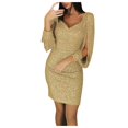thumbnail image 1 of Ketyyh-chn99 Robes Formelles pour Femmes Robe d'Été Col en V Unie Robe de Soirée Formelle Évasée Élégante Robe Florale Invitée de Mariage Jaune,m, 1 of 2
