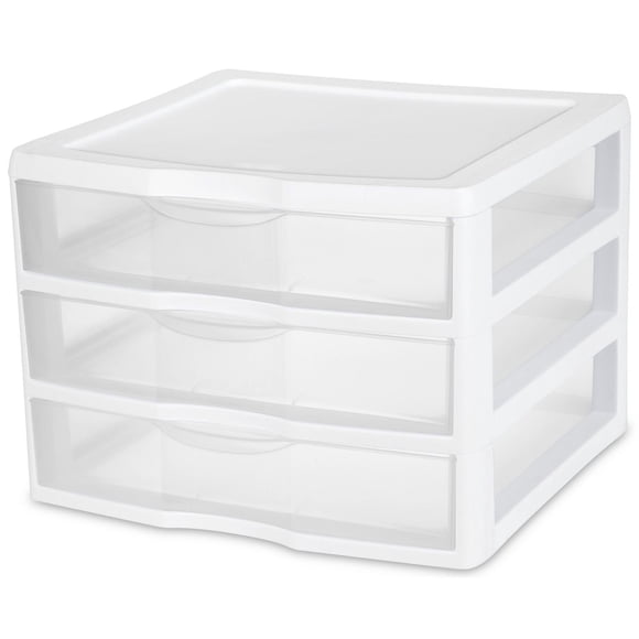 Sterilite Wide White 3 Drawer Unit