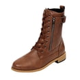 thumbnail image 2 of Styesk Bottes pour Femmes Bottes pour Femmes Mode Décontractée Bout Rond Mi-Mollet Couleur Unie Style Printemps et Automne Bottes à Fermeture Éclair Latérale Bottes de Travail pour Femmes, 2 of 5