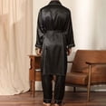 thumbnail image 4 of LSLJS Men Solid Casual Long Sleeves Lace-up Home Pocket Long Pajama Robe Shorts, Robes Gifts for Men, 4 of 5