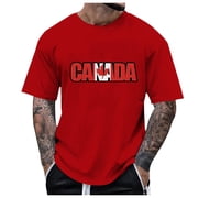 Ediodpoh Men's Summer Fashion Canada National Day Partial Printed T Shirt Mens T-shirts Red_004 M