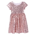 thumbnail image 1 of MEZZALL Robe Fille Bébé Tout-Petits Robe à Paillettes Enfants Robe de Fête Demoiselle d'Honneur Robe de Mariée Robe d'Été Stylée, Or Rose, 5a, 1 of 7