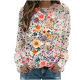 thumbnail image 1 of KIHOUT Chandails Molletonnés pour Femmes en Liquidation, Hauts Blouse à Manches Longues d'Automne et d'Hiver à Col Rond à Imprimé Floral, Coupe Ample, Taille P-2TG, 1 of 5