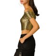 thumbnail image 4 of INSPIRE CHIC Women's Metallic Shiny Party Off Shoulder Crop Top, 4 of 6