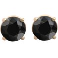 thumbnail image 1 of Boucles d'Oreilles Clous pour Femme en Or Jaune 14k avec Diamants Noirs Ronds, 1 1/2 ct TW, 1 of 1
