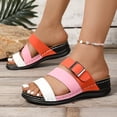 thumbnail image 3 of Mepaouo Womens Slide Sandals Arch Support Low Wedge Summer Beach Shoes Slip on Walking Slippers, 3 of 8