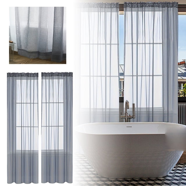 TIELUTT Achieve the with Solid Color Semi Sheer Curtains Heat Curtains Cold Curtains with Hooks Shower Curtain with Window Curtain Set Bedroom Curtains 45 Inches Long Curtains for Kids Room