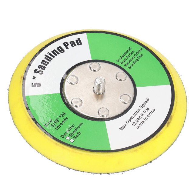 5-Inch Hook & Loop Backing Plate for Air Sanders - High-Speed 12000 RPM, 5/16"x24 Thread, Durable PU Pad for Grinding, Polishing & Finishing in Woodworking & Industrial Settings