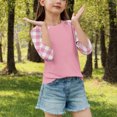 thumbnail image 4 of SERTG T-Shirt Mode Enfant Col Rond Manches 3/4 Imprimé Col Rond pour Été et Printemps 4-15 Ans (Rose2,11 Ans), 4 of 7