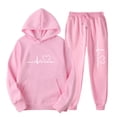 thumbnail image 1 of Weiqiqre Womens 2 Piece Outfits Sweatsuits Heart Print Hoodies Sweatshirts Joggers Pant with Drawstring, 1 of 2
