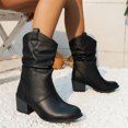 thumbnail image 4 of EGNMCR Bottes d'Hiver pour Femmes Bottes Rétro Chaudes à Fermeture Éclair pour Femmes Bottes Rondes Chaussures Bottes Mi-Mollet, 4 of 5