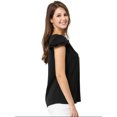 thumbnail image 4 of INSPIRE CHIC Women's Solid Blouse V Neck Ruffle Cap Sleeve Lightweight Work Blouse M Black, 4 of 7