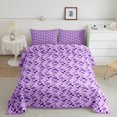 thumbnail image 1 of Erosebridal Purple Checkered Comforter Sets Full Size, Square Geometric Comforters & Duvets, Abstract Reversible Duvet Insert, Ultra Soft Bedroom Decorative, 3pcs, 1 of 8