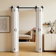 thumbnail image 1 of VEVOR Bifold Barn Door, 72" x 84", MDF Bi-Fold Sliding Closet Doors, Header Board and Hardware Kit Included, H-Frame Space-Saving Design, Pre-Assembled Panels, Waterproof & Quiet, White, 1 of 9