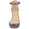 thumbnail image 2 of BLISSFUL STEP Sandales à Talons Blocs à Plateforme Transparente Imprimées pour Femmes Violet 9, 2 of 6