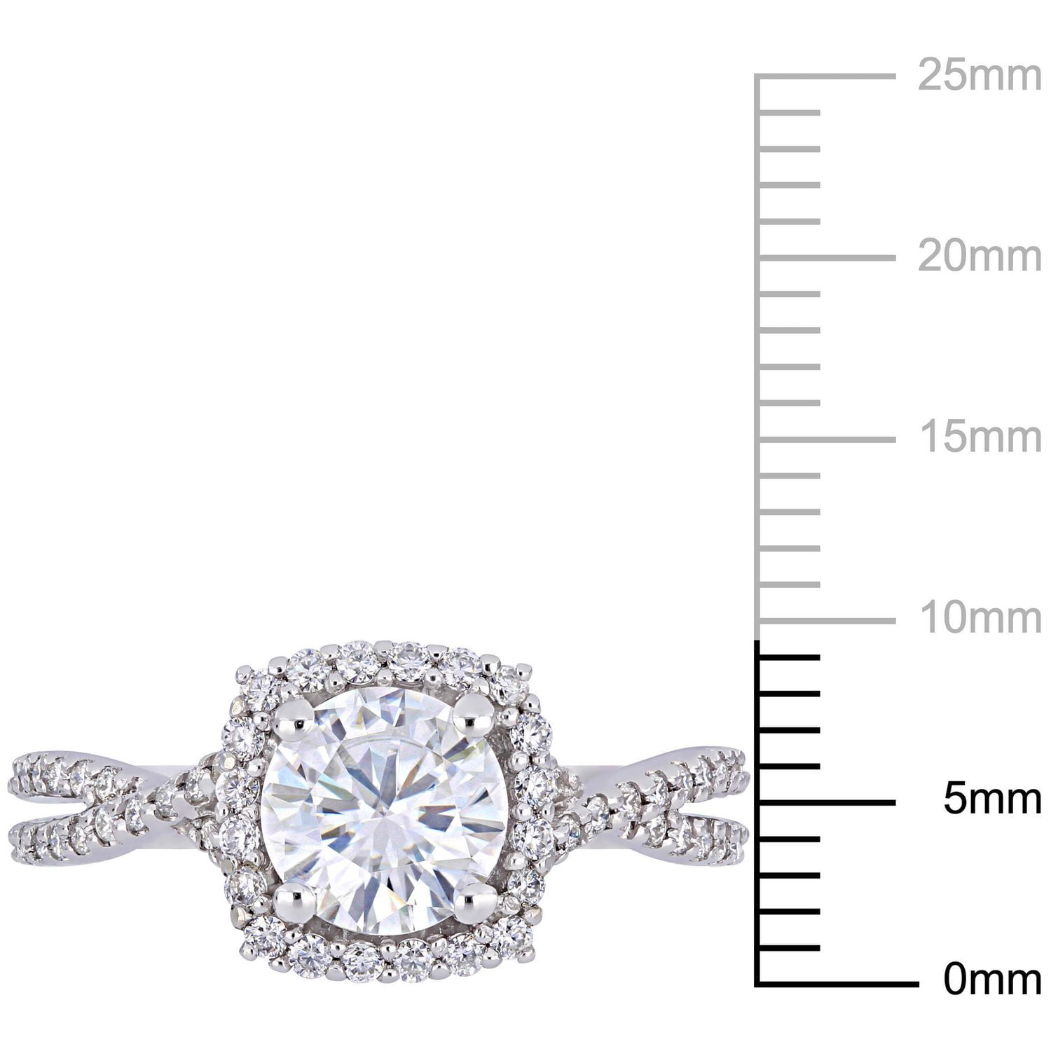 Bague de fiançailles croisée Miabella avec moissanite 1-1/2 CT PBT en or blanc 10K