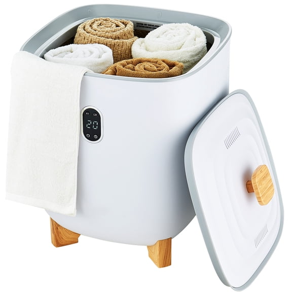 KFFKFF Heated Towel Storage 25L, Towel Warming Bin with Dual Heat Settings, Automatic Turn Off in 20/40/60/90 Minutes, Underlying Heat Pillars, LED Display, Spacious Towel Heater