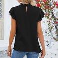 thumbnail image 4 of KIHOUT Nouveaux Hauts de Mode d'Été pour Femmes 2024, Mode Décontractée Dames Uni Manches Courtes Col Rond T-Shirt Plissé Blouse Noir TG, 4 of 6