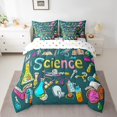 thumbnail image 2 of Laboratory Queen Comforter Set With Sheets,Chemistry Lab Bed In A Bag 7 Piece For Kids Adults Test Tube Microscope Graffiti Bedding Set Hippie Doodle Science Theme Bed Set, 2 of 5