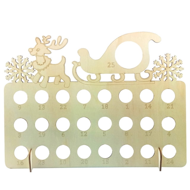 Cadre Porte-Chocolat Réutilisable de Noël Calendrier de Bonbons Compte à Rebours 25 Jours Calendrier des Fêtes Décoration de Vacances Rustique de Style Ferme Type 4