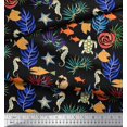 thumbnail image 2 of Soimoi Moss Georgette Fabric Coral,Fish & Sea Turtle Ocean Decor Fabric Printed Yard 42 Inch Wide, 2 of 3