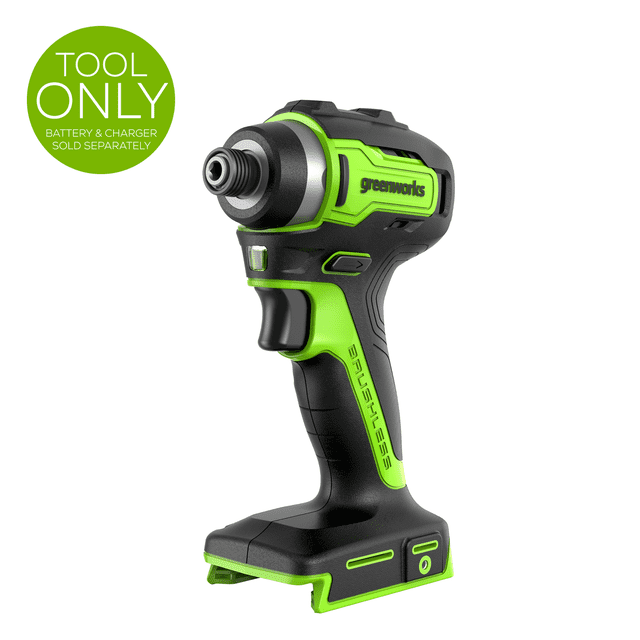 Greenworks 24 V Sans Balais 1950 Po/lb Perceuse à Impacts, Vitesse Hexagonale Variable de 1/4 Po, Outil Seulement (Pile et Chargeur Non Inclus)