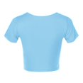 thumbnail image 5 of JIRNDf Hauts pour Femmes T-Shirts d'Été Tendance Mode Manches Courtes Mignon Court Basique Col Rond Coupe Ajustée Blouse pour Femmes Tunique Décontractée Hauts Bleu m, 5 of 5