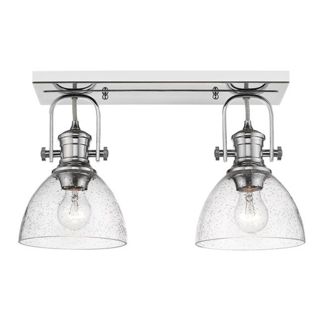 Golden Lighting 3118-2SF CH-SD Hines 2 Light in Chrome with Seeded Glass