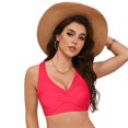 thumbnail image 4 of Huesdet Haut de Bikini pour Femmes Bretelles Spaghetti Réglables Haut de Maillot de Bain Col Rond Rembourré (Rouge Melon D\'eau, m), 4 of 9