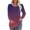 thumbnail image 2 of RXIRUCGD Haut à Manches Longues Imprimé pour Femme, Décontracté, Mode, Ample, Plissé, Col Rond, Violet, Taille : 2TG, 2 of 8