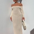 thumbnail image 4 of Elegant Boat Neck Off Shoulder Dress for Women in Solid Color, 4 of 8