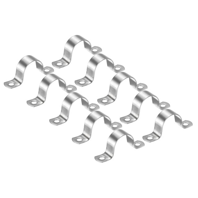 Unique Bargains Pince Rigide de 32 mm pour Sangle de Tuyau, 10 Pcs Pince à Tube en U à Deux Trous en Acier Inoxydable 304
