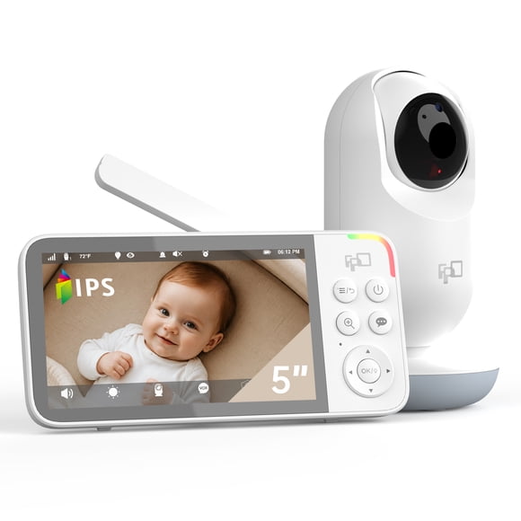 FPD Moniteur Vidéo pour Bébé, Écran 5 Pieds', 1080P HD, Vision Nocturne Infrarouge, Longue Portée, Communication Bidirectionnelle