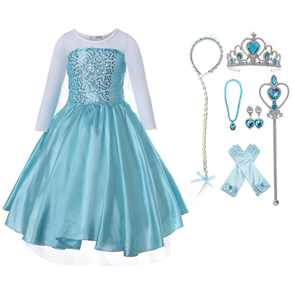 Princess Elsa Costumes Birthday Dress up Cosplay for Kids