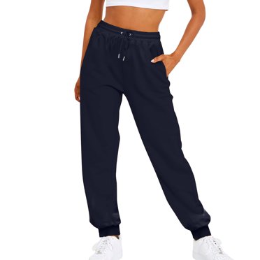 HAJGJP Stylish Women's Casual Pants Ladies Solid Color Drawstring Elastic Waist Loose Foot Sweatpants for Comfort and Everyday Wear