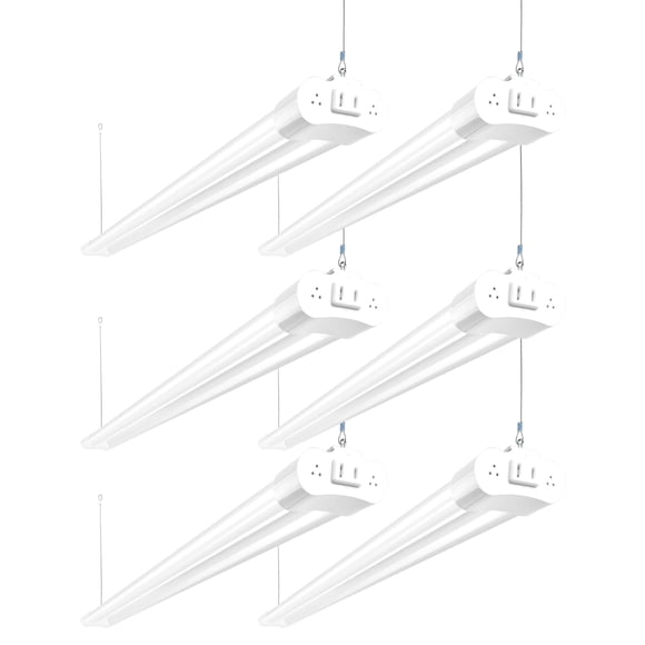 hykolity 6 Pack 4FT Linkable LED Shop Light, Utility Shop Light Fixture, 4400lm, 42W [250W Equivalent], 5000K Daylight Shop Lights for Garage, Hangin
