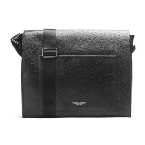 POLICE OSTRICH POLO MESSENGER BAG-BLACK