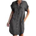 thumbnail image 2 of VEKDONE 2025 Liquidation Été Robes Chemise en Denim pour Femmes Manches Courtes Robe Midi en Jean Ample Boutonnée Décontractée Robe Droite Tunique, 2 of 8