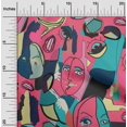 thumbnail image 2 of oneOone Polyester Spandex Pink Fabric Abstract Comic Face Sewing Craft Projects Fabric Prints By Yard 56 Inch Wide, 2 of 5