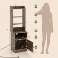 thumbnail image 4 of Giantex Nightstand w/Charging Station, Tall Bedside Table, End Table Bookcase w/Adjustable Shelves, Brown, 4 of 8