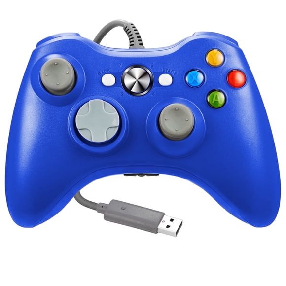 LUXMO Manette Filaire Xbox 360 avec Boutons d'Épaule pour Xbox 360/Xbox 360 Slim/PC Windows 7 8 10 Jeu (Bleu)