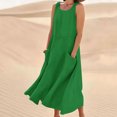 thumbnail image 1 of Jsaierl Robes d'Été pour Femmes 2024 Robe Sans Manches en Coton et Lin Robe Décontractée de Couleur Unie Robe à Col en V Coupe Ample Longues Robes, 1 of 5