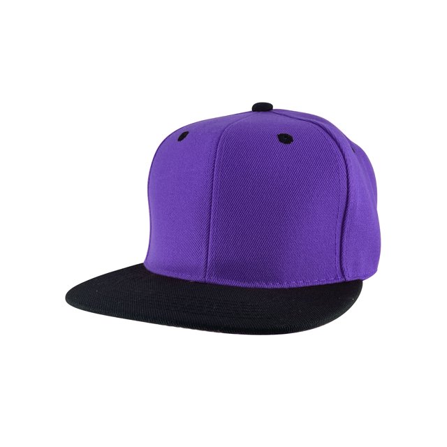 Top Headwear Flat Bill Adjustable Snapback Cap - Purple/Black