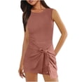 thumbnail image 2 of QATAINLAV Vente Éclair Éclair, Combinaisons Athlétiques Sans Manches pour Femmes avec Shorts Intégrés, Grenouillère à Poche Zippée, Robe de Tennis Extensible, Mini-Robe d'Été de Golf, Bourgogne TG, 2 of 9