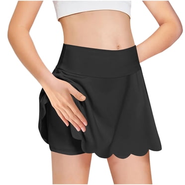 Bocqde Teen Girls Workout Mini Skorts Fashion Flowy A Line Elastic High Waist Athletic Sport Skirt Summer Solid Color Casual Tennis Golf Skorts, 4-14 Years