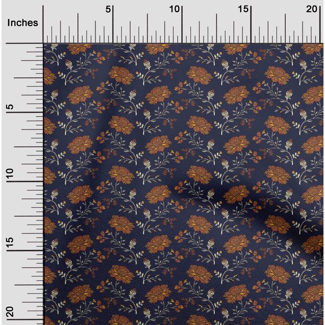 oneOone Cotton Poplin Fabric Leaves & Floral Block Decor Fabric Printed BTY 42 Inch Wide